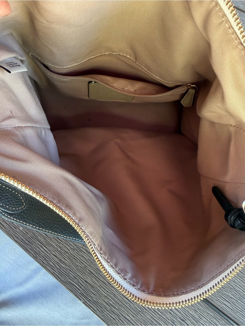 Coach Pebbled Leather Shoulder Bag in White, Black and Tan - Picture 12 of 16